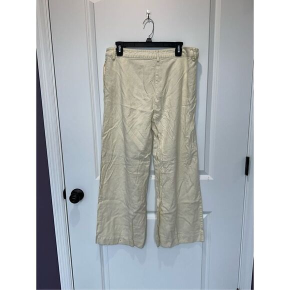 WeWoreWhat Wide Leg Linen Blend Yellow Pants Size 8 - Picture 4 of 6